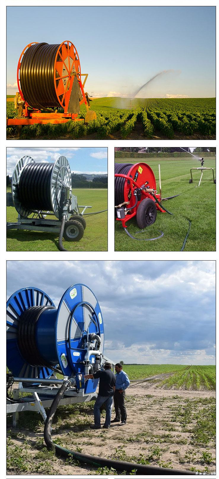 The export reel type sprinkler machine truss is 30 meters long, and the fully automatic pipe winding winch can rotate and fold 360 degrees on its own