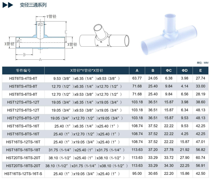 PFA welding joint reducing tee joint semiconductor photovoltaic high-purity PFA reducing T-shaped tee joint