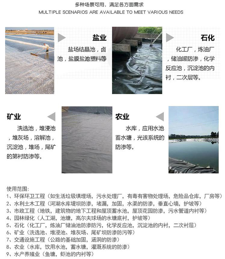 Hengrui brand 0.35mm seawater high level pool anti-seepage film, sun resistant fish pond aquaculture geotextile film, long service life