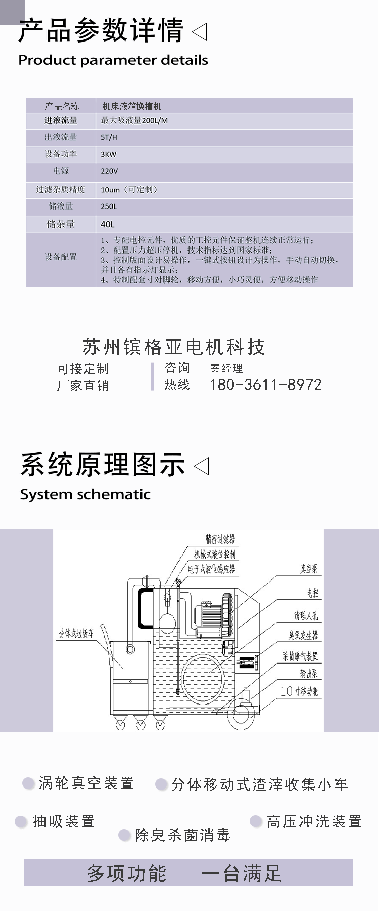 Slag cleaning and liquid changing machine equipment, machine tool, water tank, slag removal machine, machining and slot changing machine