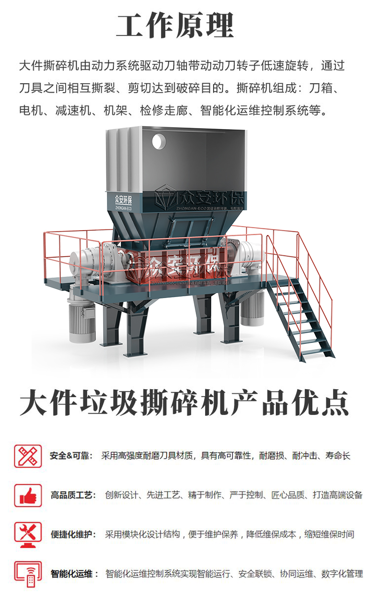 Garden tree branches and bark crusher, waste wooden bed boards, tables, chairs, office furniture, aluminum alloy frames, doors and windows shredder