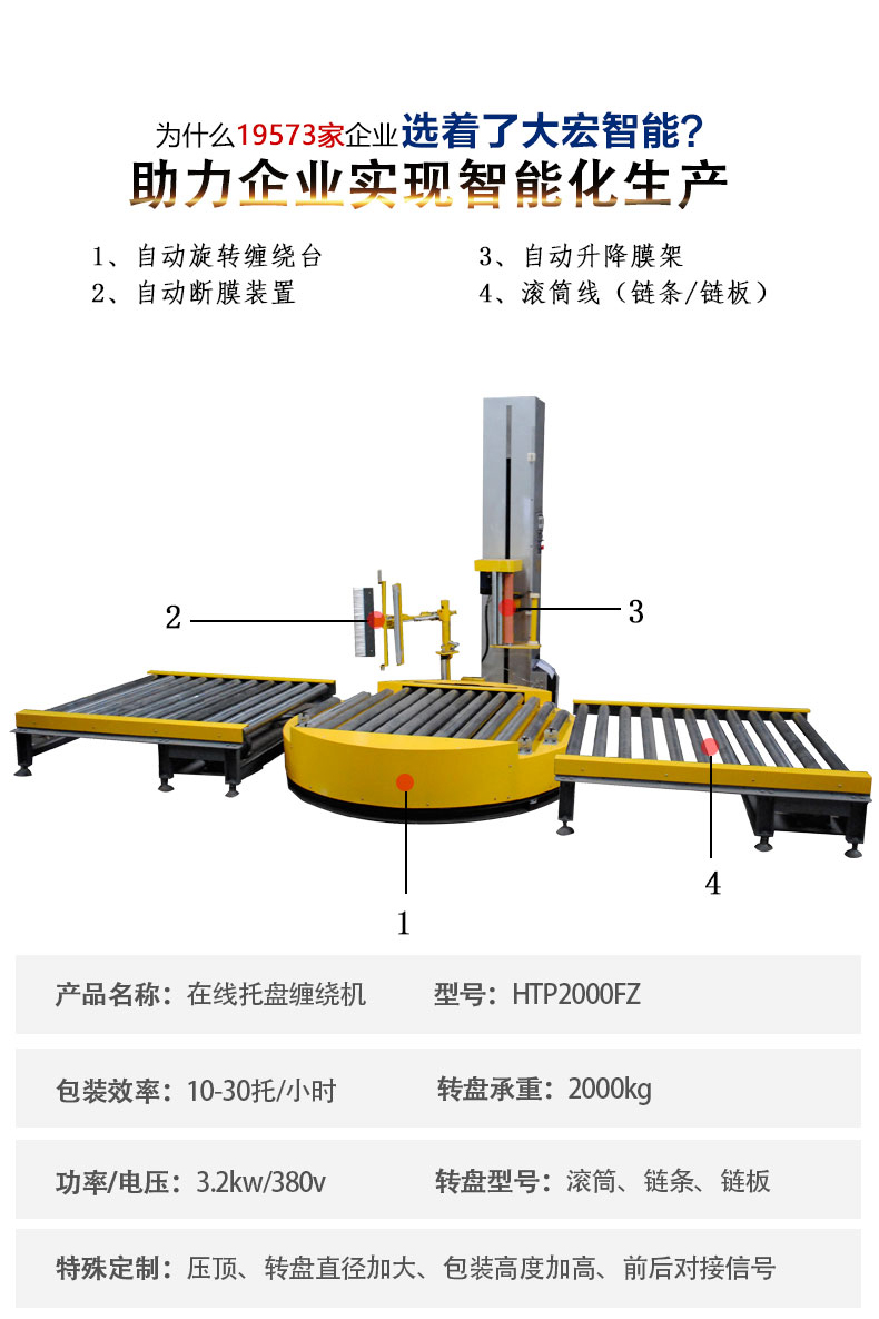 Dahong online winding film packaging machine fully automatic pre stretching winding machine can be matched with intelligent packaging assembly line