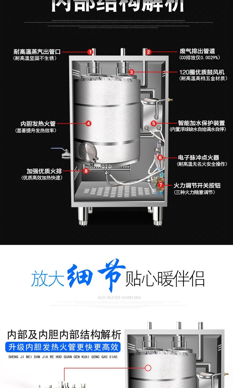 Commercial gas steam generator Steam engine bean curd boiling machine wine making steam Mantou machine natural gas energy-saving boiler