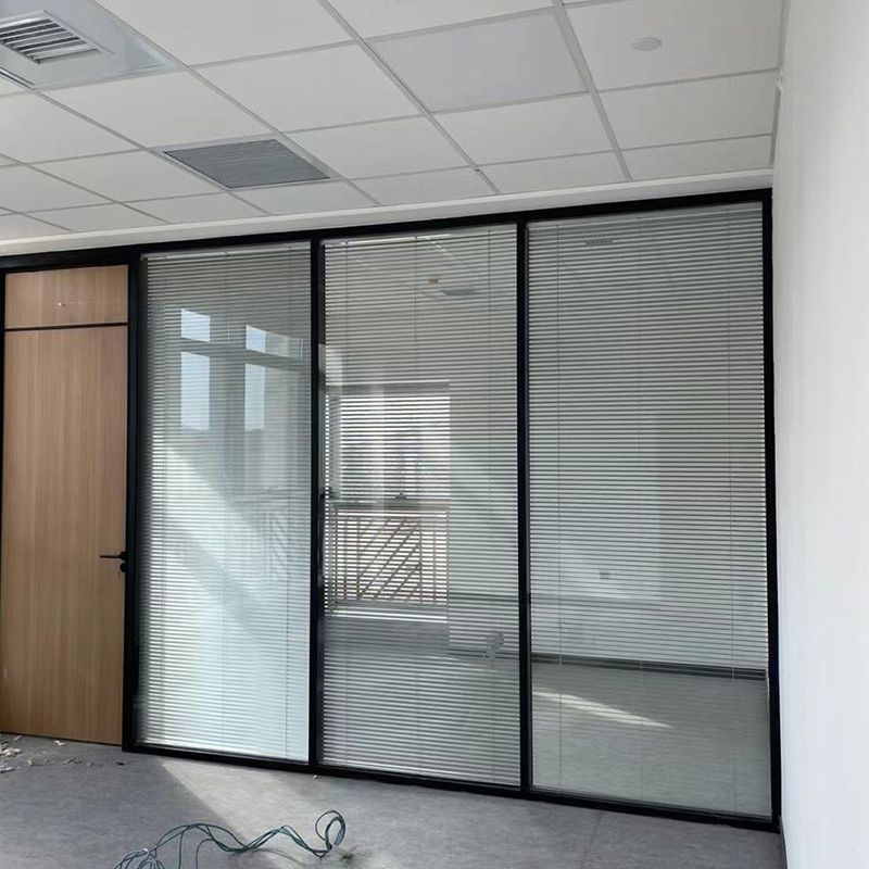 Office partition aluminum alloy hollow shutter single double glass movable soundproof room, office building mobile glass partition wall