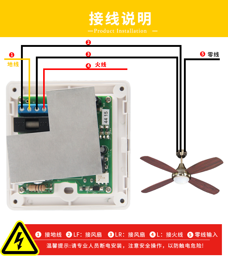 Forward and reverse speed control switch, directly supplied by Aprui manufacturer, 400W five speed infrared remote control fan speed controller