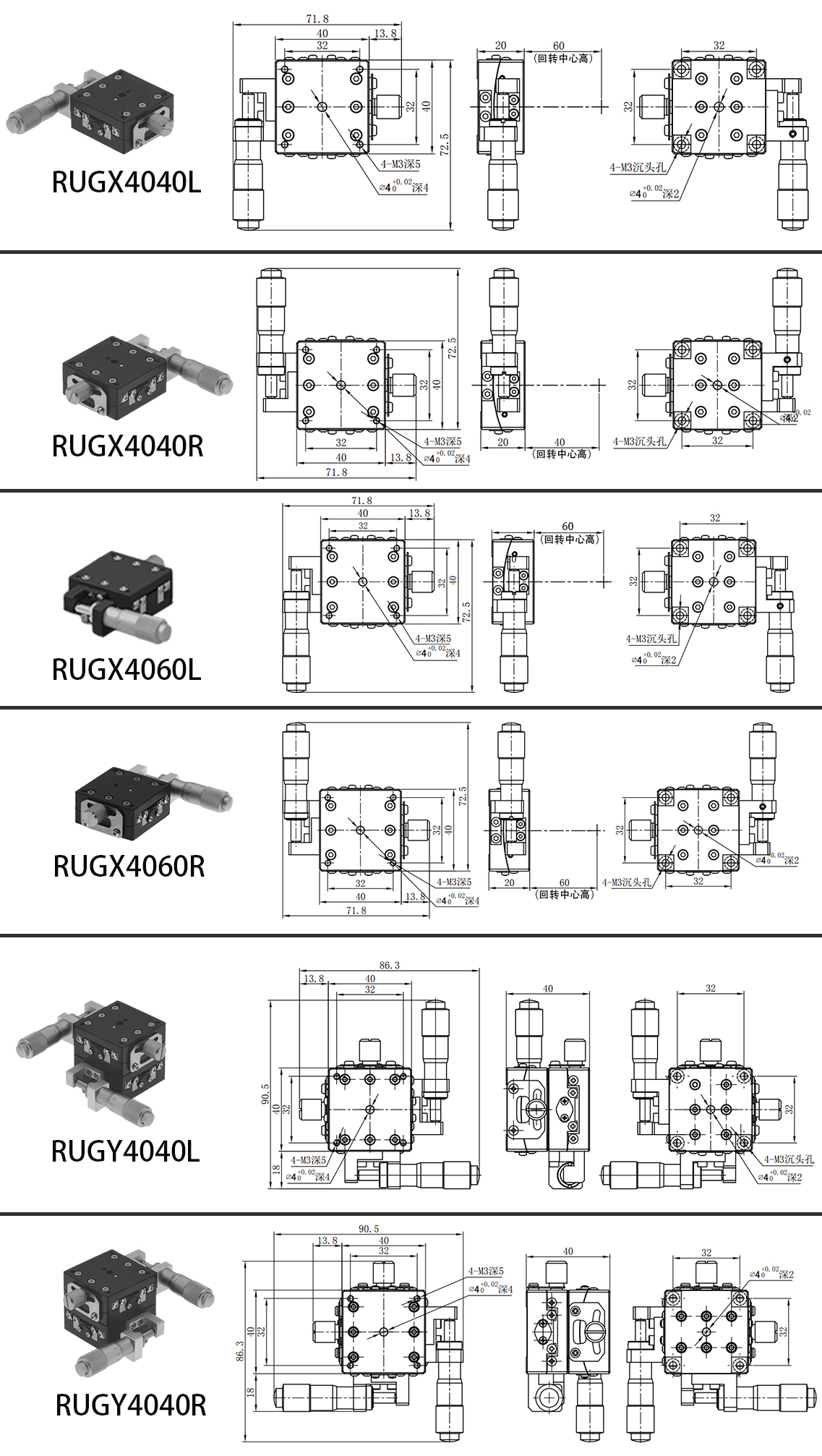 Ruiyu - Manual angle position table - Compact structure, stackable worm gear pair drive, precision and reliability