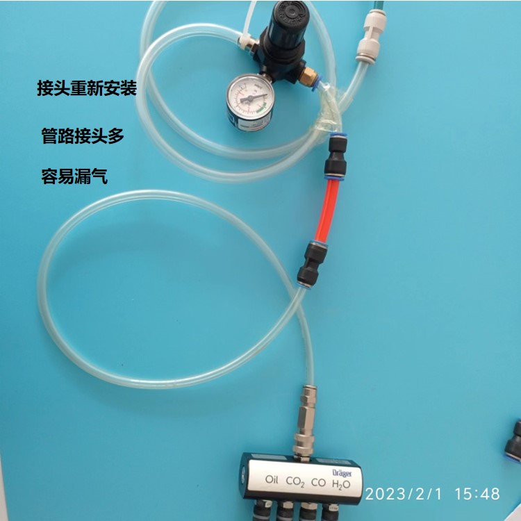 After sales repair of the original accessory of the Drager Delta compressed air quality tester Alpha pressure reducing valve