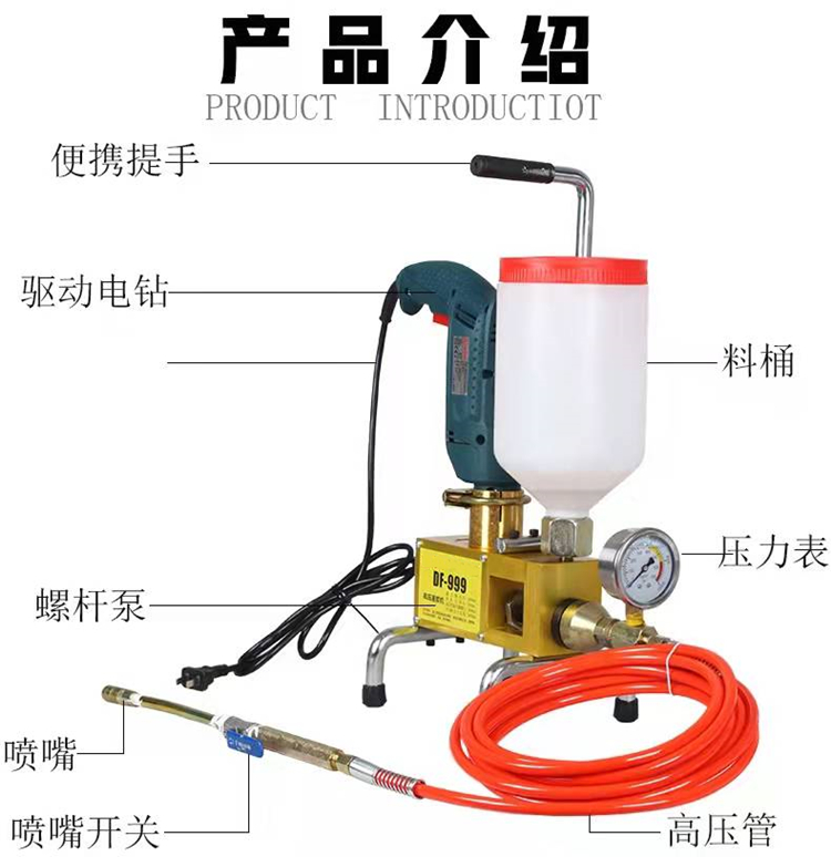 Product parameters of rotary jet grouting machine, ceramic high-pressure grouting machine, small cement grouting machine