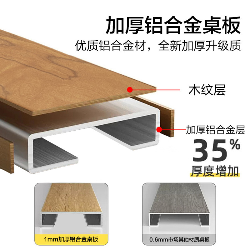 Outdoor folding table heightening thickening wood grain portable camping table household stall aluminum alloy Chicken rolls table wholesale