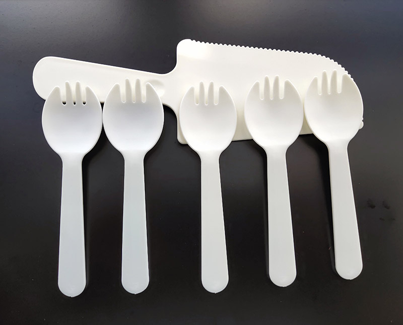 PLA degradable cake knife fork spoon set Disposable tableware four piece set custom dessert gift