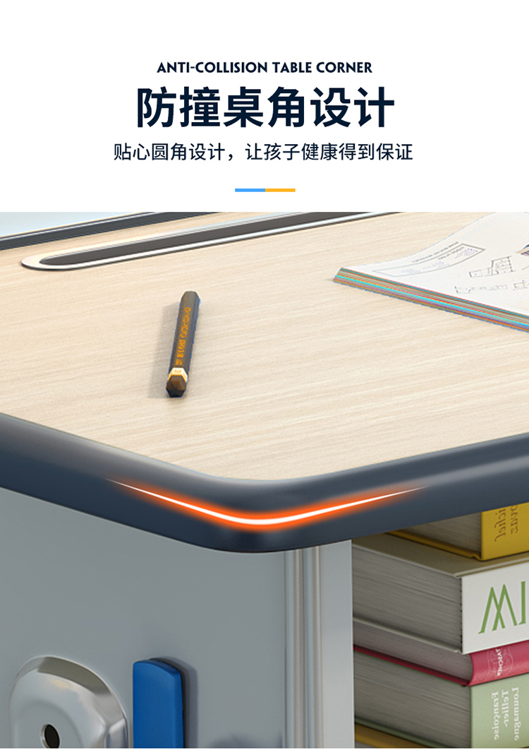 Two person high school students' desks and chairs Thickened classroom tables Training class Cram school tutorial class Children's learning desk