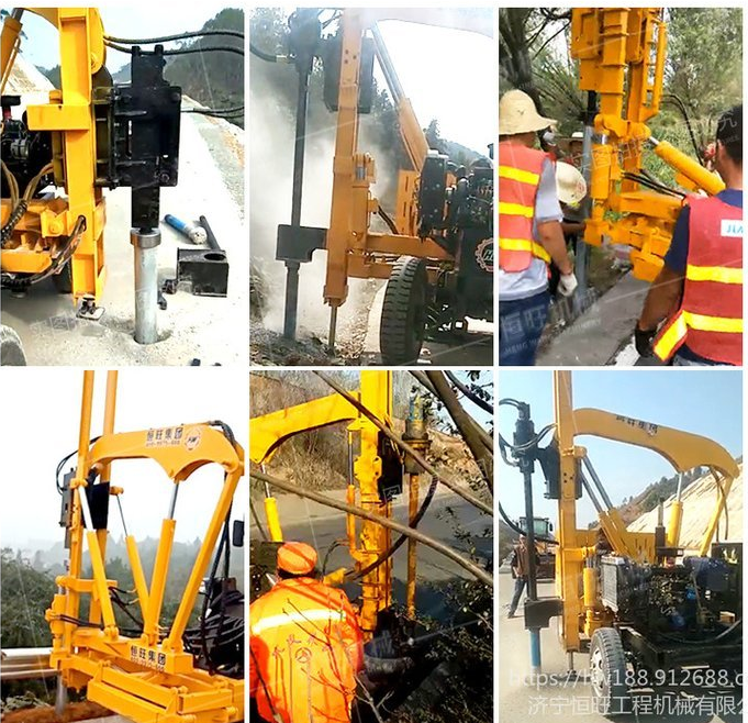 85 hammer wave Pile driver small four-wheel guardrail drilling machine highway necessary hydraulic control