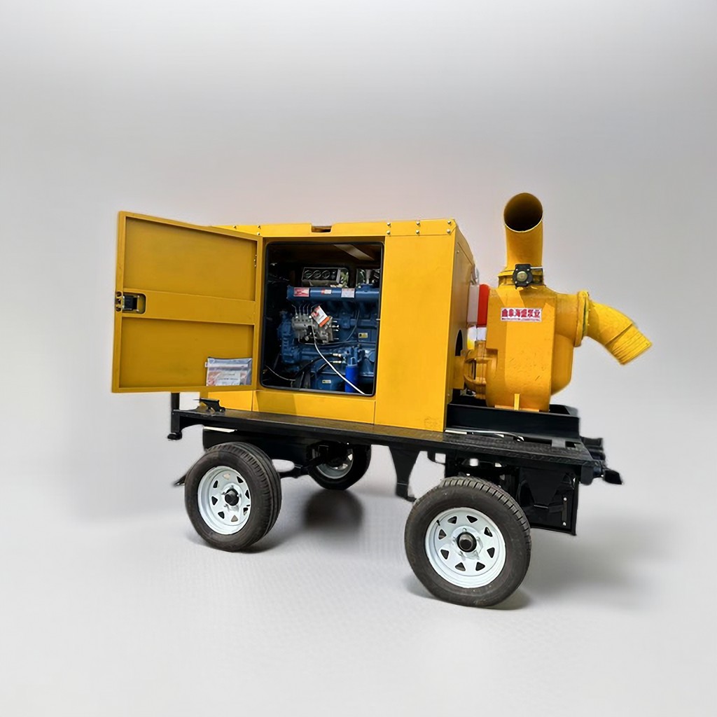 Flood prevention and drainage large flow pumping pump 300HW belt connection trailer pump self priming non clogging pump truck