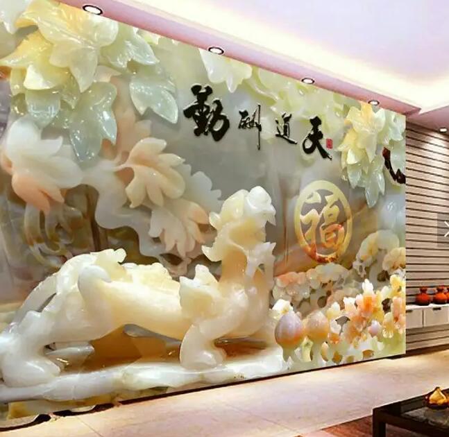 Jade TV Background Wall Anti Jade Carving Crafts Hall Decoration Hotel Villa Decoration