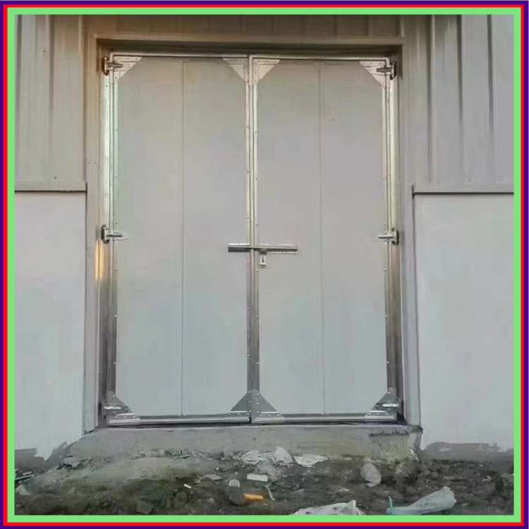 Color coating process for factory doors in large swing door workshops Polyurethane filled rock wool insulation