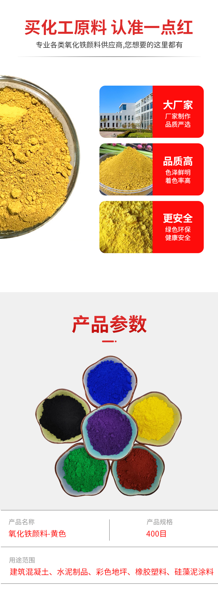 Sunproof iron oxide yellow exterior wall coating, fireproof board, evenly colored with yellow powder, not easy to fade