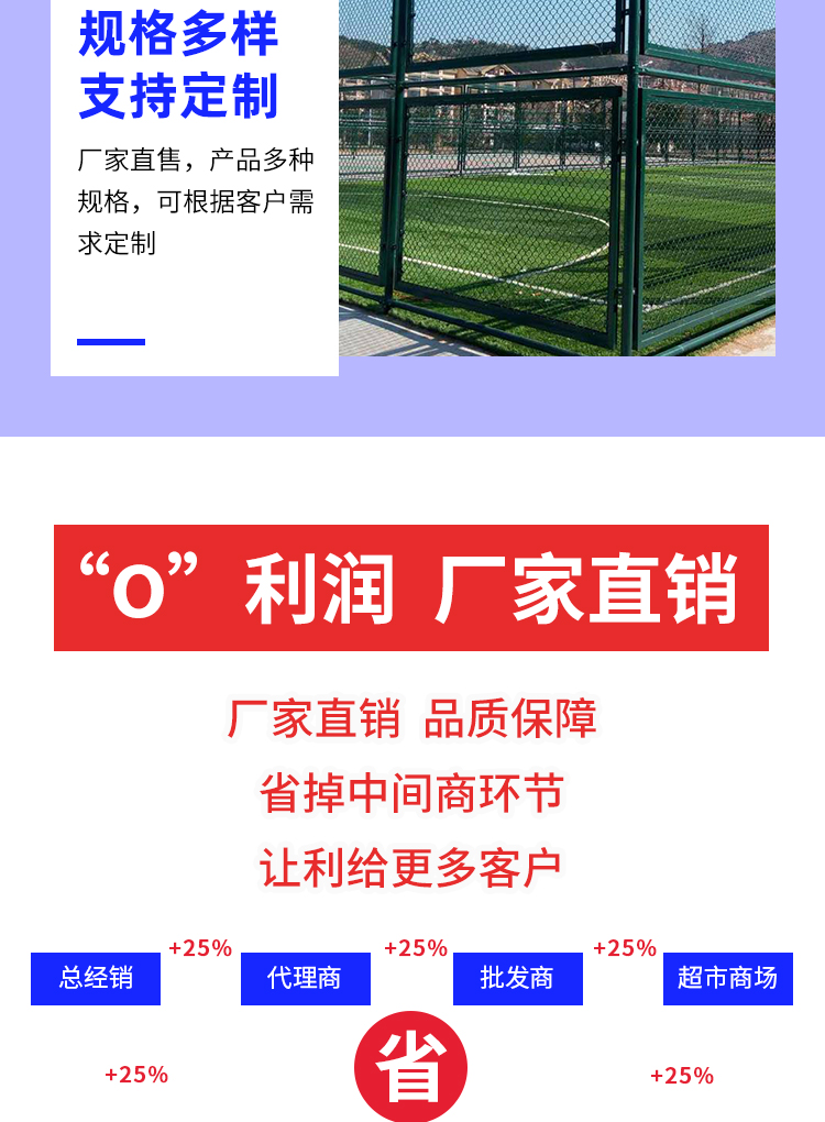 Chongze totally closed sevens soccer field fence welded Basketball court barbed wire stadium safety fence