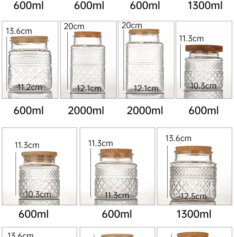 Wholesale of new glass jars with large capacity, thickened sealed jars, bamboo lids, tea storage jars, snack and miscellaneous grain storage jars