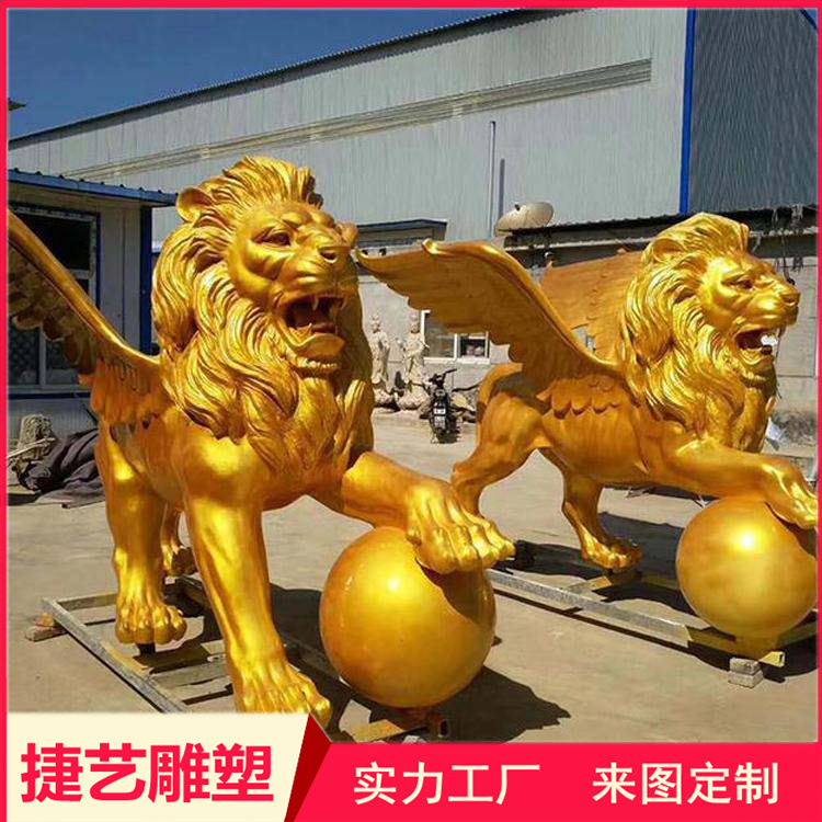 European style copper lion large cast copper outdoor crouching style copper carving HSBC lion customized Jieyi