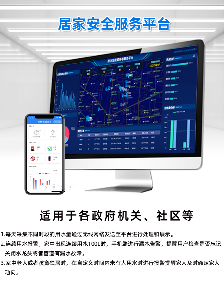 Home water monitoring terminal IoT NB IoT water flow collection alarm mobile remote notification