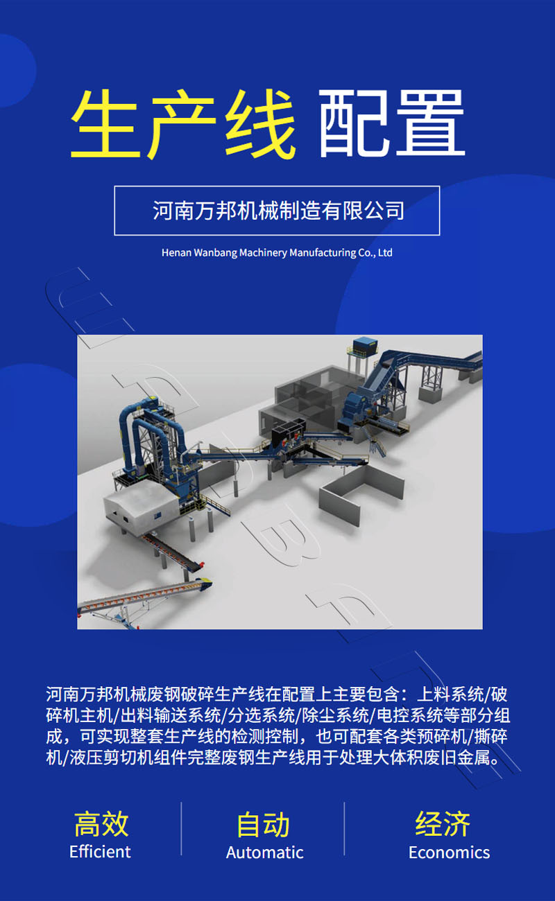 2.5 meter scrap steel crusher, Wanbang hammer type flower iron crusher, iron sheet rolling ball production line