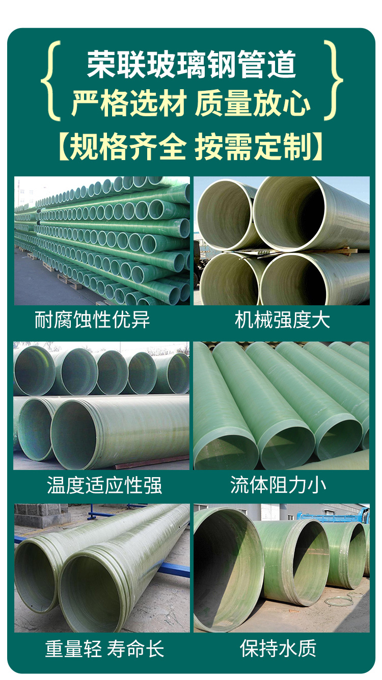 Glass fiber reinforced plastic buried sand pipe manufacturer Ronglian composite material for drinking water transmission main pipeline cable protection