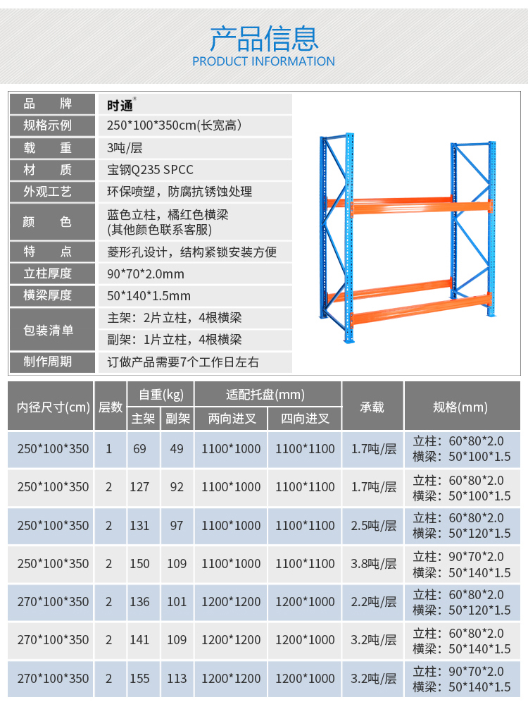 Shitong three-dimensional storage rack, heavy-duty pallet rack, can be customized for cold storage food factories