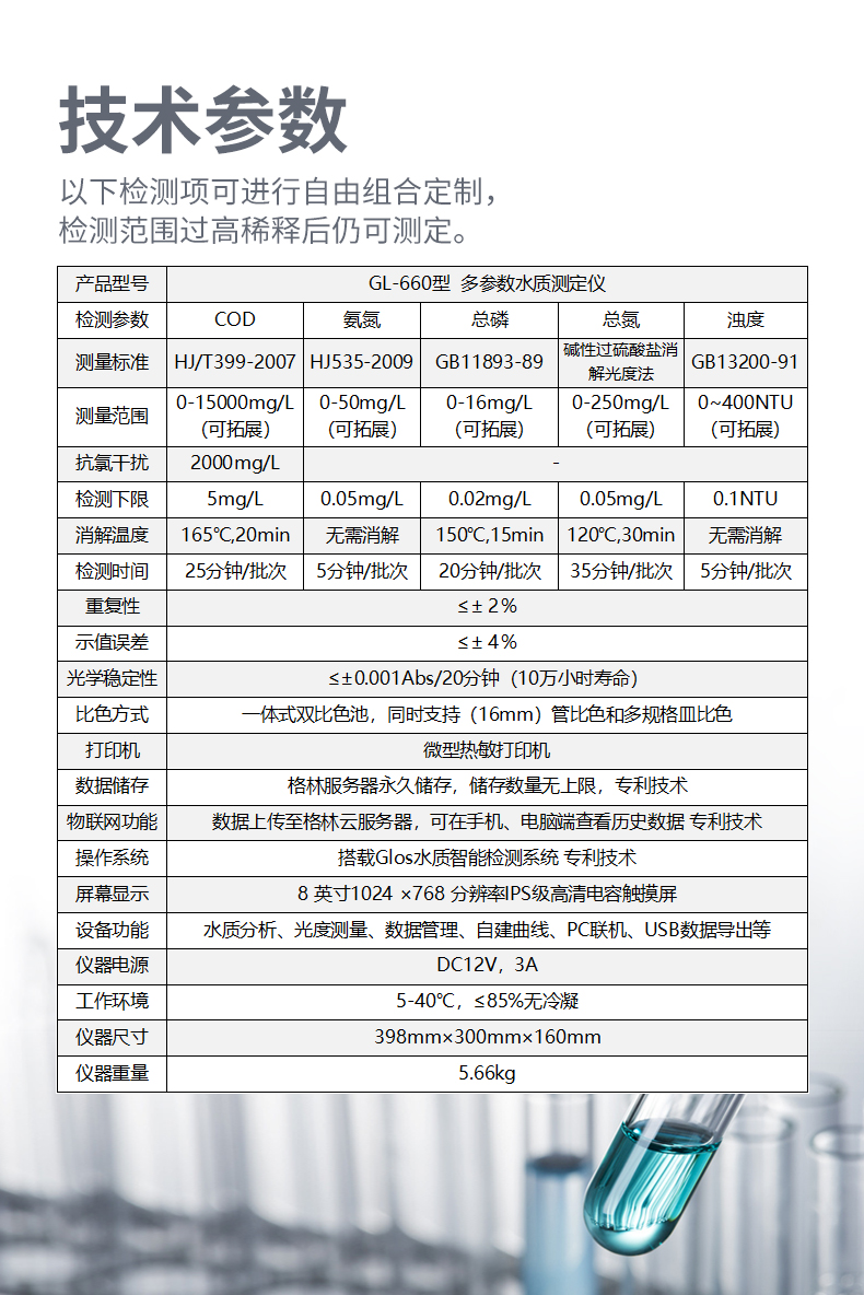 Green Carey heavy metal detection COD water quality determination ammonia nitrogen total phosphorus total nitrogen multi-parameter analyzer GL-660