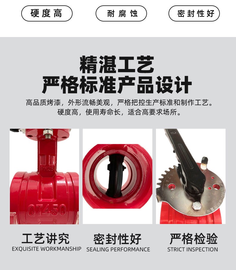 Firefighting water supply network groove butterfly valve turbine handle D381X/D81X clamp