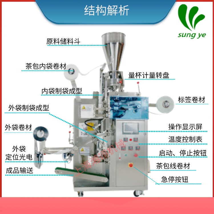 Hotel tea bag packaging machine, tea inner and outer bag packaging integrated machine, substitute tea particle powder packaging equipment