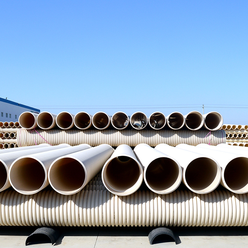 Sichuan UPVC hard polyvinyl chloride double wall corrugated pipe DN250 315 PVC-u corrugated pipe manufacturer