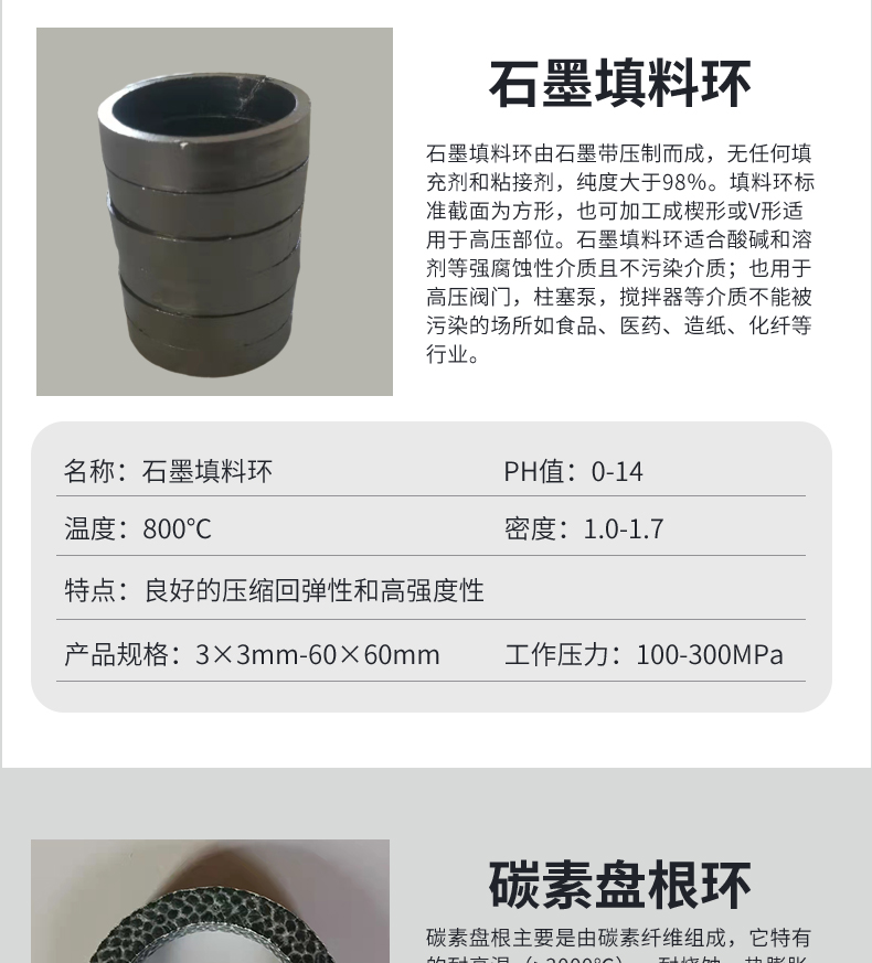 Spot graphite packing, oil immersed asbestos packing, carbon packing, aramid packing, various materials packing rings