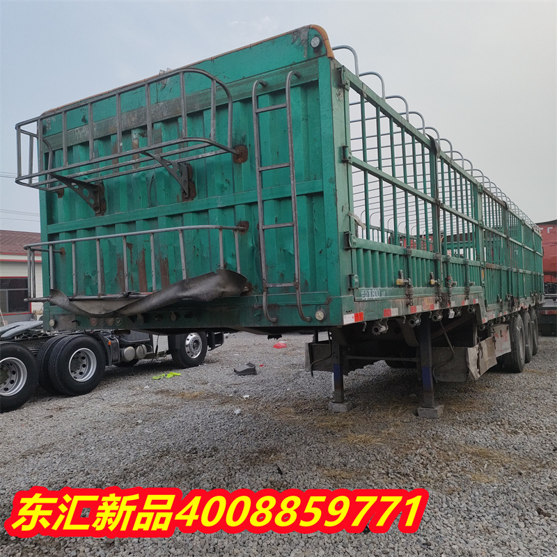 Purchase and sales of 13 meter 18 high warehouse railing semi trailer 11 meter 60 side flip semi trailer for export second-hand trailer