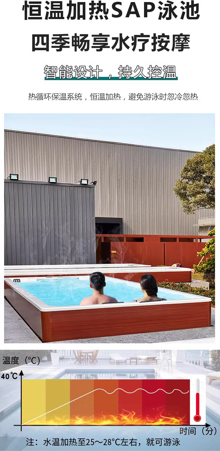 Outdoor swimming pool, garden swimming pool, household surfing, constant temperature heating, massage, courtyard, adult large bathtub, circulating filtration