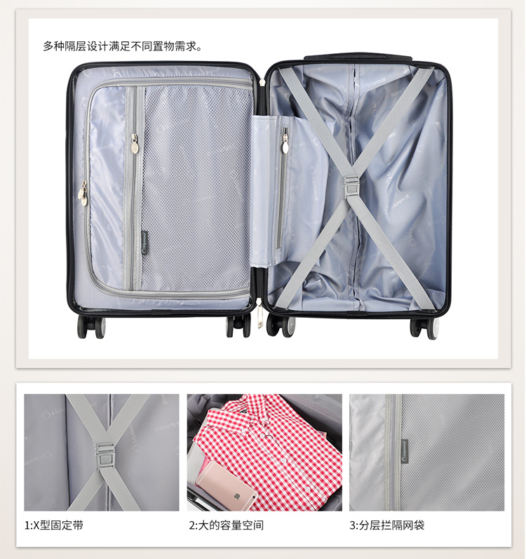 Diploma Diplomat Trolley Case DS-13046 White/Champagne Gold Fabric Travel Case Wholesale