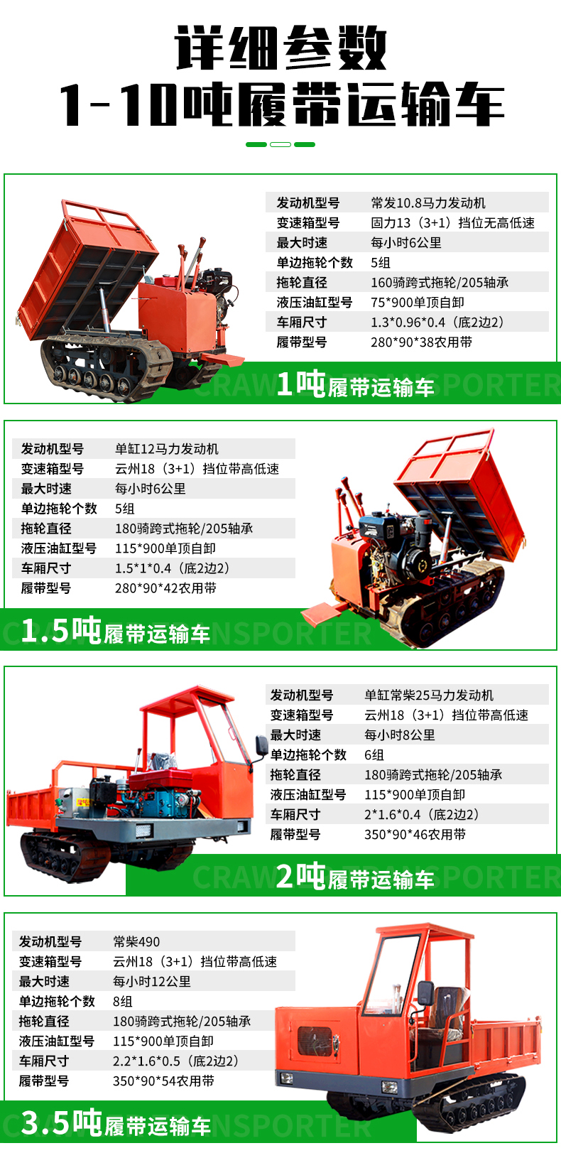 Jiapeng Customized Agricultural All Terrain Crawler Vehicle 1.5-ton Mountain Crawler Transport Vehicle Diesel Horizontal Bar Engine