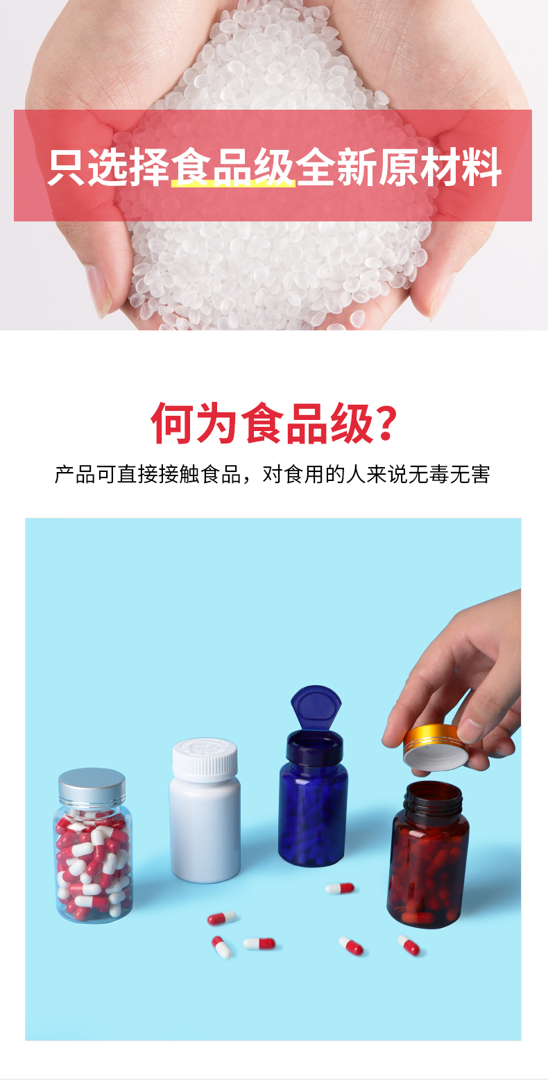 Fukang Food Transparent Brown Health Products Calcium Tablets Vitamin C Capsules Pharmaceutical Packaging Plastic Bottle Manufacturer