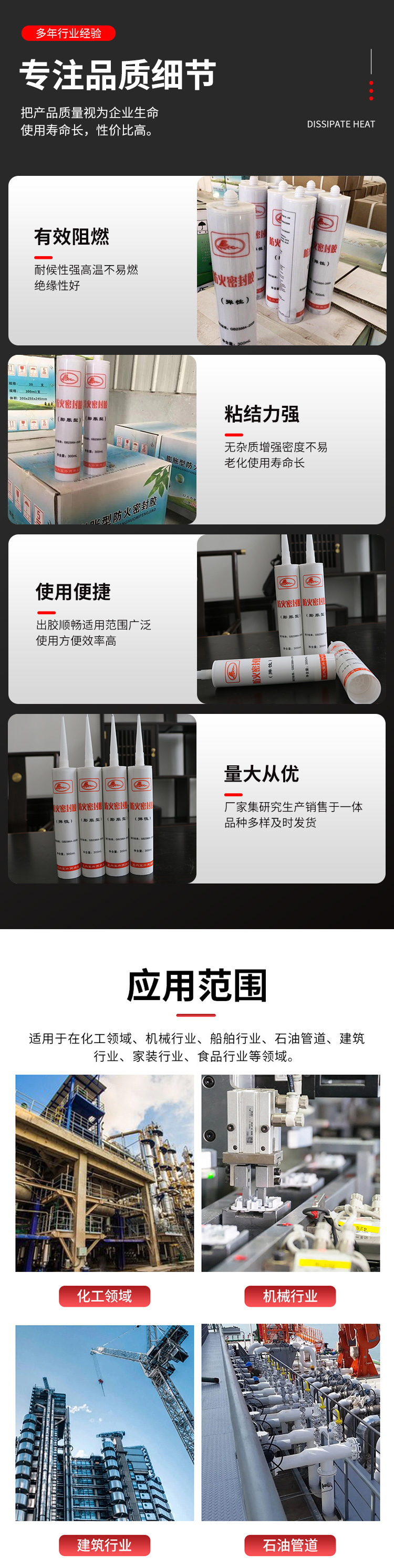 Demei fireproof sealant, waterproof and shockproof for door and window glass installation, with smooth adhesive release