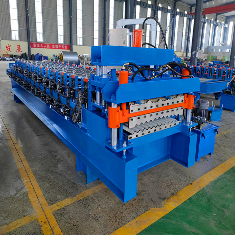 Export double-layer glazed tile machine 925 incoming plate color steel pressing tile machine reinforcing rib antique tile machine