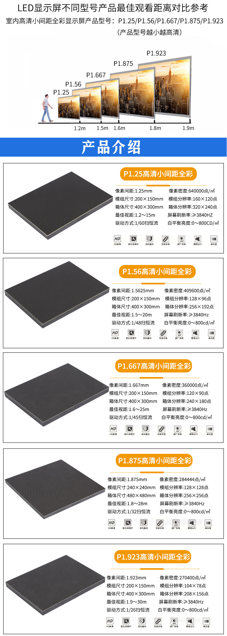 P1.379 LED display screen P1.25GOB process small spacing P1.667 unit board Guoxing P1.538 module