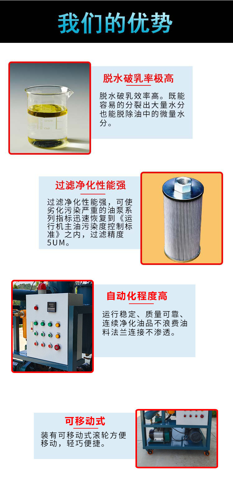 Lubricating oil filtration High viscosity oil filter Waste oil regenerator Dehydration oil-water separation