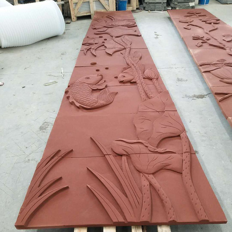 Customized landscape cultural wall stone carvings, relief murals, and natural red sandstone production areas in self owned mines