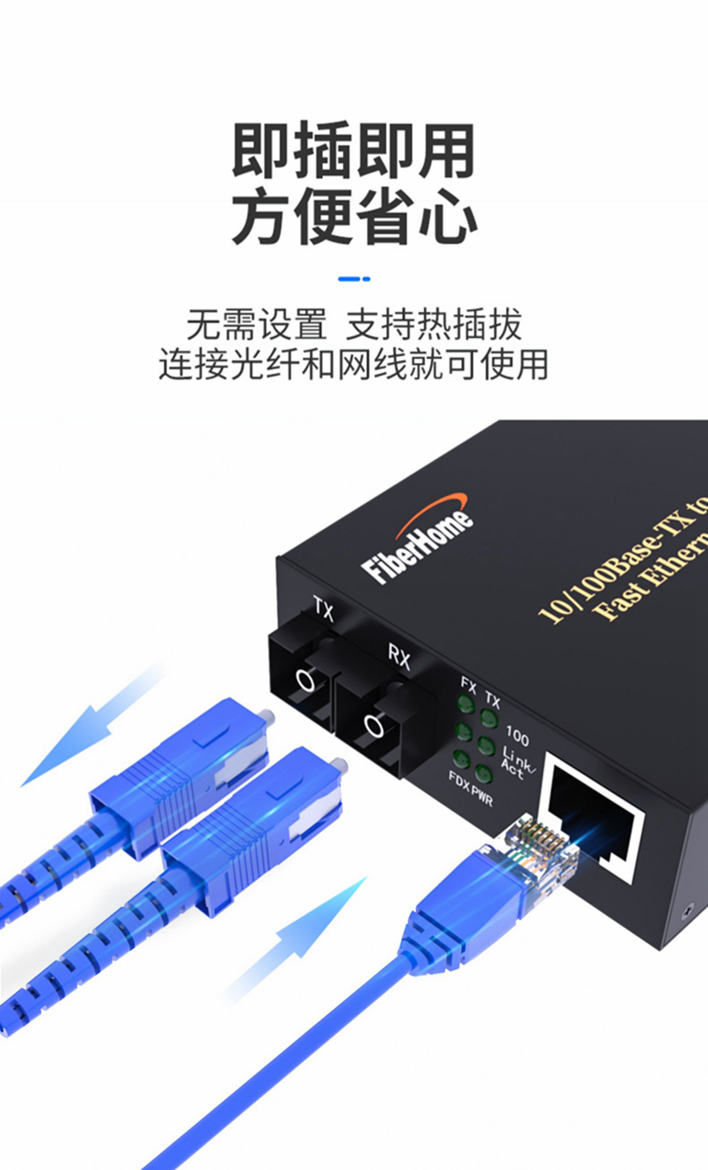 Fiberhome Communication General Distribution Fiberhome Gigabit Fiber Optic Enterprise Transceiver Optoelectronic Converter