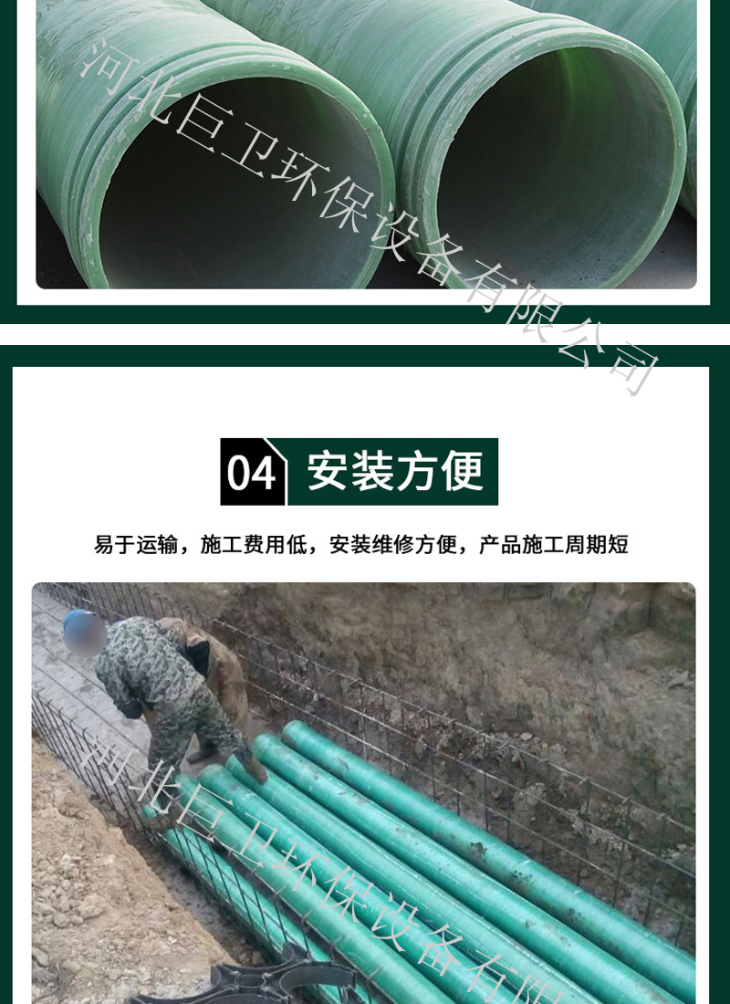 Chemical plant fiberglass ventilation pipes, sewage tank ventilation pipes, corrosive gas diversion pipes with complete specifications