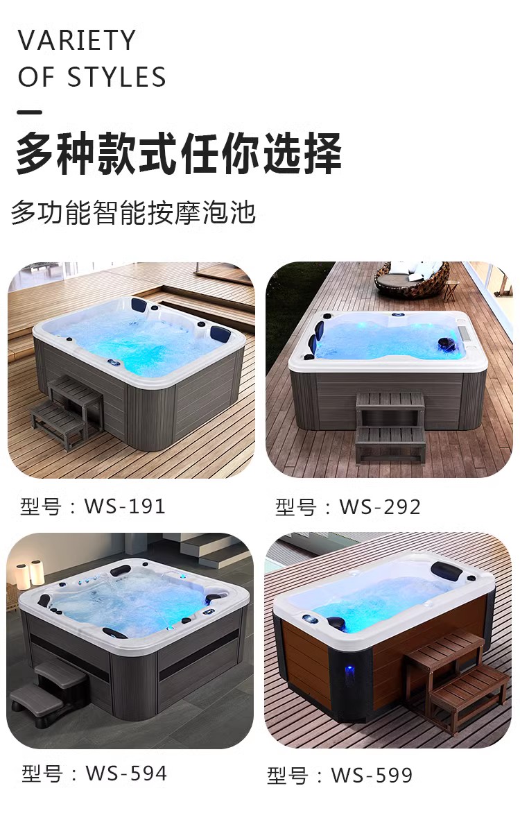 Surf Massage Household Small Unit Bathtub Independent Outdoor Extra Large Bathtub Intelligent Thermostatic Heating Hot Spring Bathtub