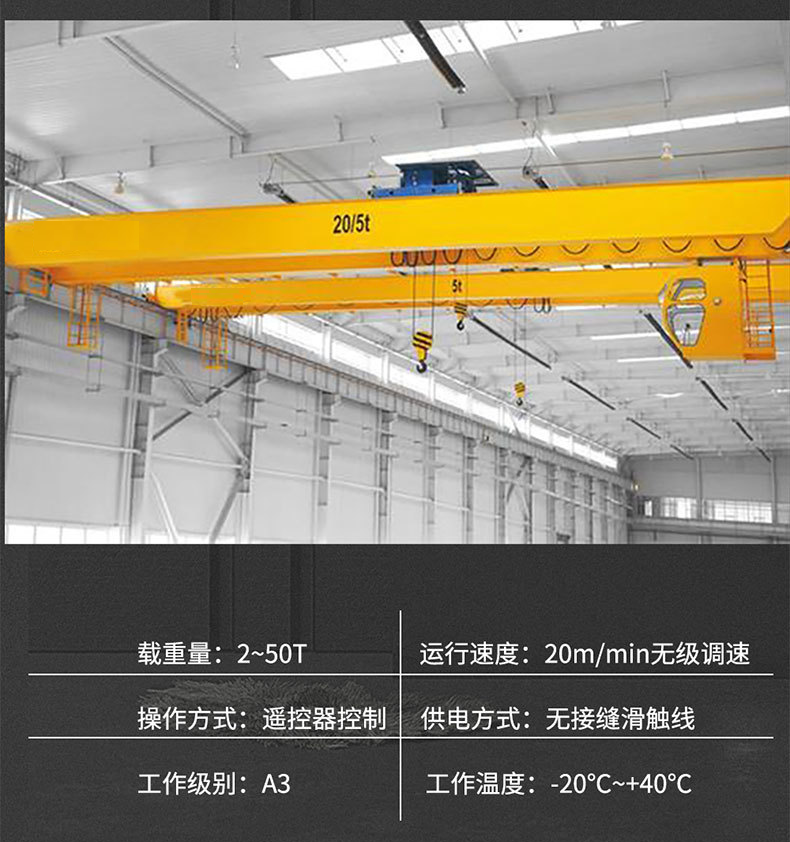 Operation and hoisting of a new type of electric hoist for European cranes, with a single beam of 3 tons and 5 tons, in the HD type track sliding contact line workshop