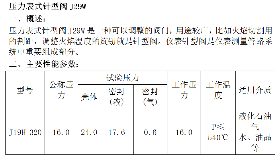 Kono Pump Valve Pressure Needle Valve J29W High Temperature and High Pressure Thread Valve Various Specifications