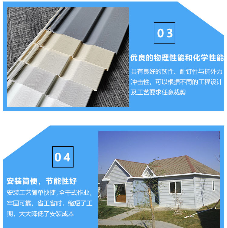 PVC decorative hanging boards for exterior walls are widely used in new types of villas and housing in Hangzhou for safety and environmental protection recognition