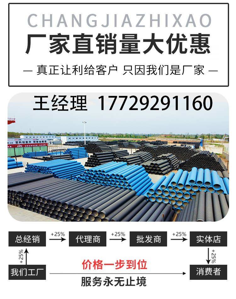 Zhongcai HDPE Double Wall Corrugated Pipe Structure Wall Wrapped AB Pipe Clad Pipe Steel Strip Reinforced Sewage Pipe