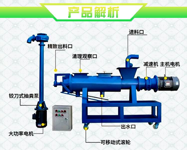 Kitchen waste dry and wet separation equipment, chicken manure dewatering machine, duck manure treatment equipment, cow manure solid-liquid separation